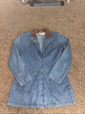 Vintage d.Frank Denim Jacket with Leopard Collar 4